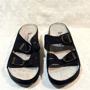 Berkemann suede Wedge sandals Mules Black adjustable buckle Size 6.5